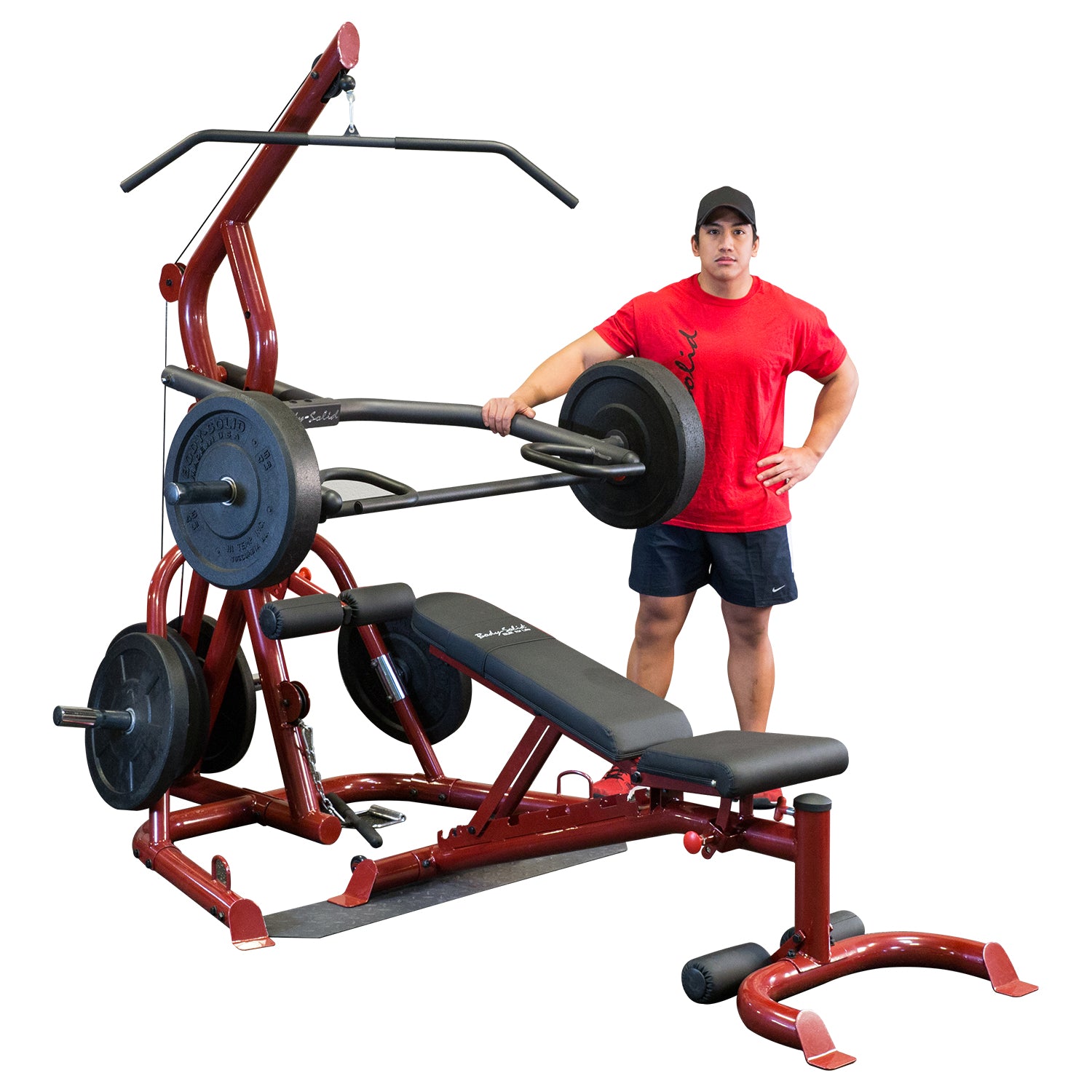 Body Solid Corner Leverage Gym Package, Includes GFID100 Bench