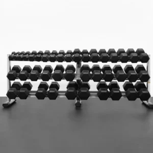 5-100lb Rubber Hex Dumbbell Set with Rack